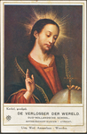 851149 Afbeelding van het kerkelijk goedgekeurde kleurenprentje 'De Verlosser der Wereld - Oud-Hollandsche School', uit ...